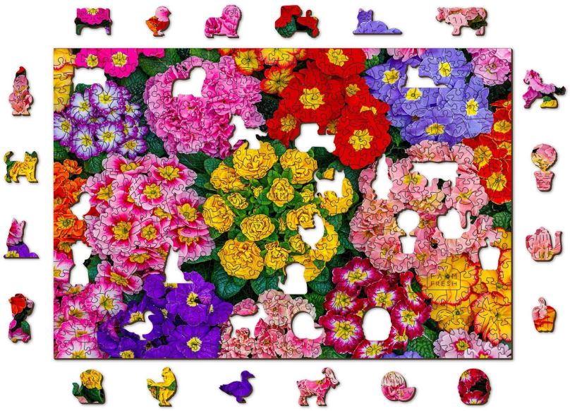 Puzzle Woden City Dřevěné puzzle Rozkvetlé květiny 2v1, 505 dílků eko