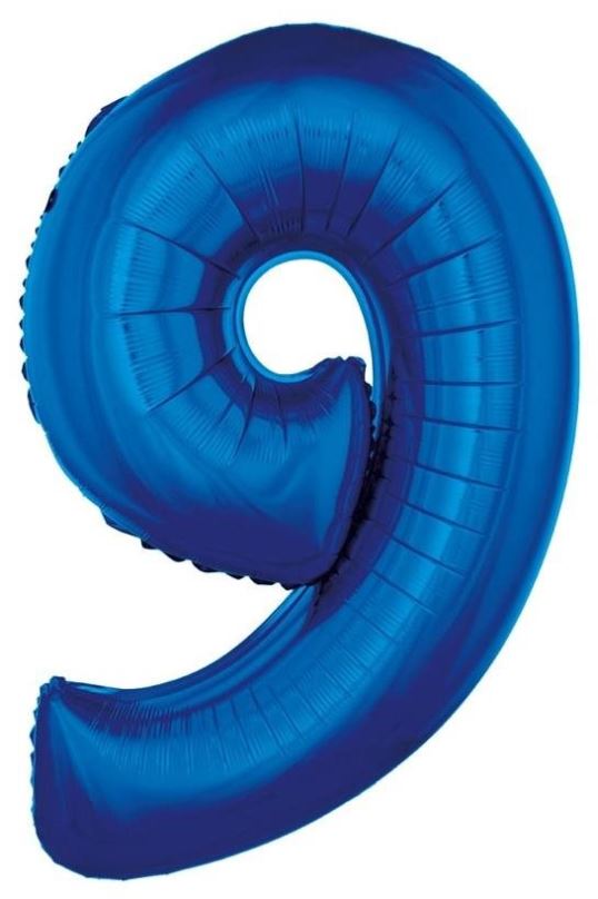 Balonky Atomia fóliový balón narozeninové číslo 9, modrý 102 cm