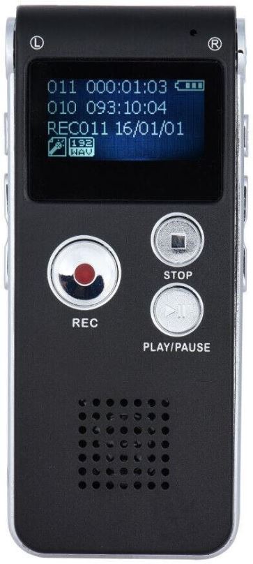 Diktafon Daklos Profesionální 8GB diktafon, hlasový záznamník, nahrávání hlasu, zvuku a telefonních hovorů