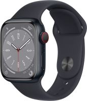 Chytré hodinky Apple Watch Series 8 41mm Cellular Temně inkoustový hliník s temně inkoustovým sportovním řemínkem