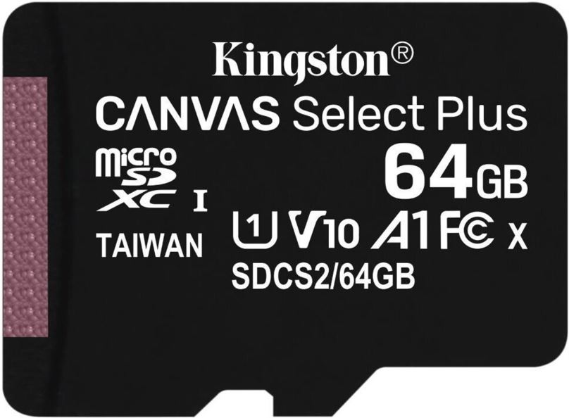 Kingston 64GB micro SDXC Canvas Select Plus 100R A1 C10 karta bez ADP