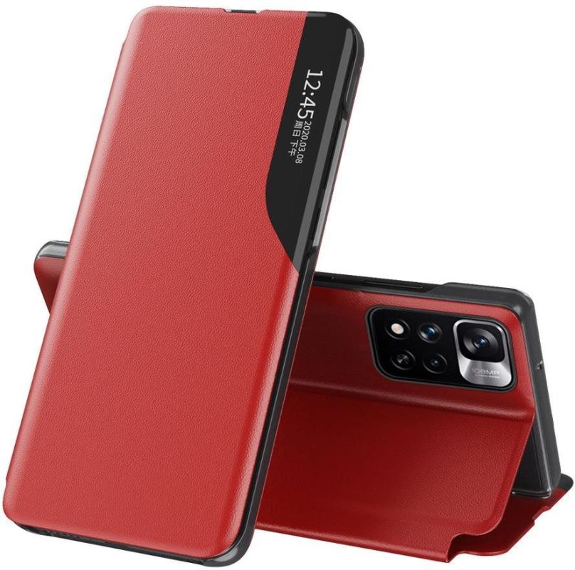 Pouzdro na mobil Eco Leather View knížkové pouzdro na Xiaomi Redmi Note 11 Pro 4G/5G, červené