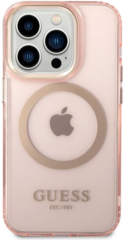 Kryt na mobil Guess Translucent MagSafe Kompatibilní Zadní Kryt pro iPhone 14 Pro Max Pink