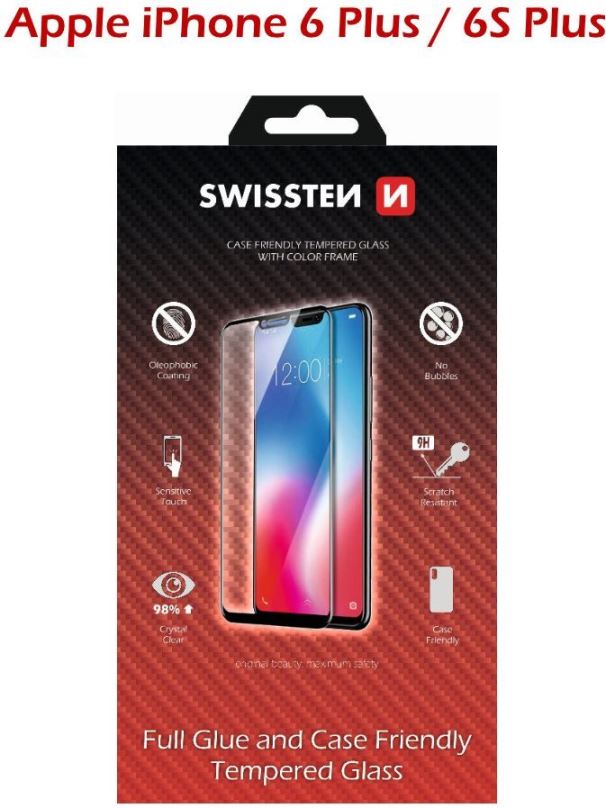 Ochranné sklo Swissten Case Friendly pro iPhone 6 Plus/6S Plus černé