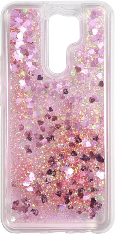 Kryt na mobil iWill Glitter Liquid Heart Case pro Xiaomi Redmi 9 Pink