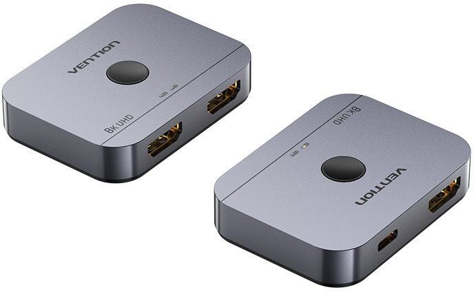 Switch Vention 2-Port Bi-Directional 8K HDMI Switcher Gray Aluminium Alloy Type