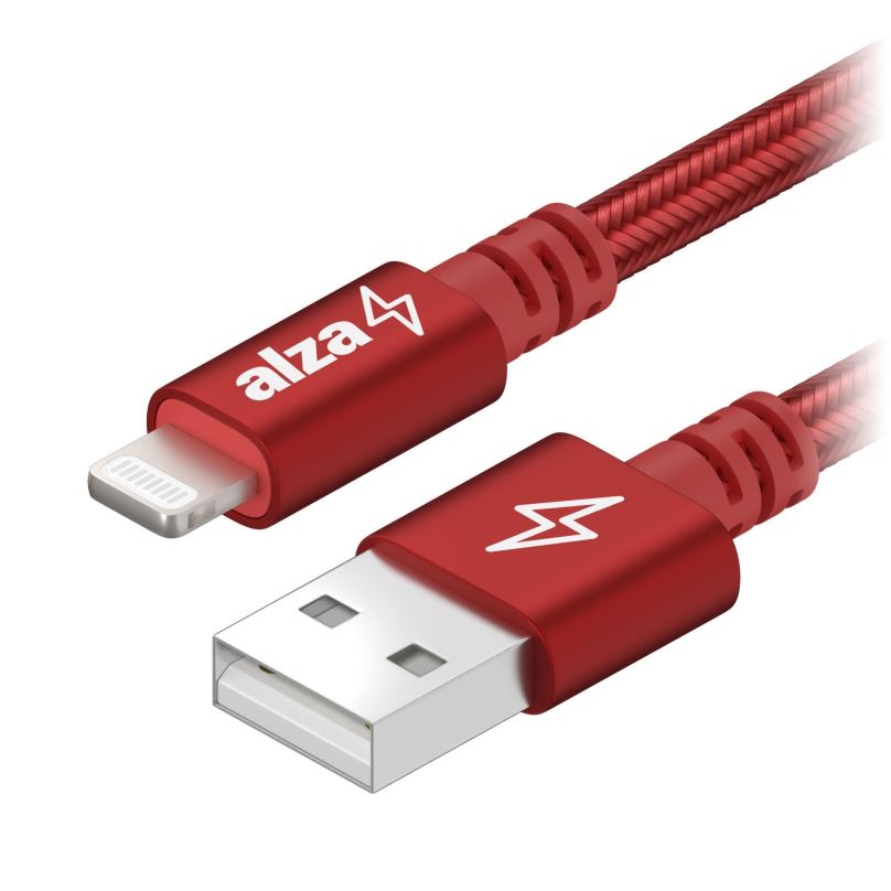 Datový kabel AlzaPower AluCore Lightning MFi (C189) 1m červený