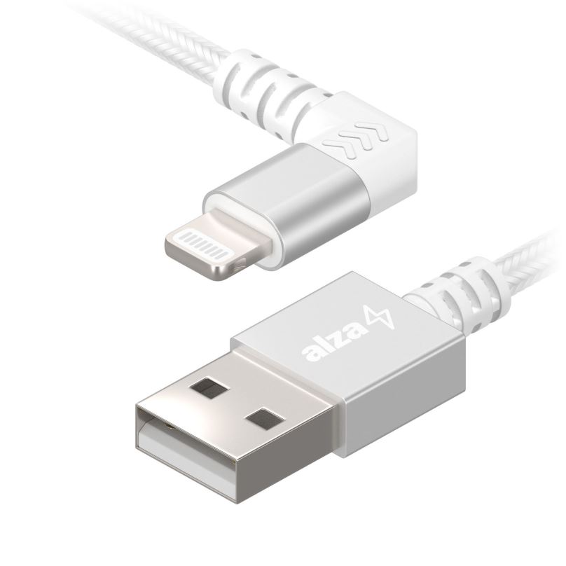 Datový kabel AlzaPower 90Core USB-A to Lightning MFi 1m stříbrný