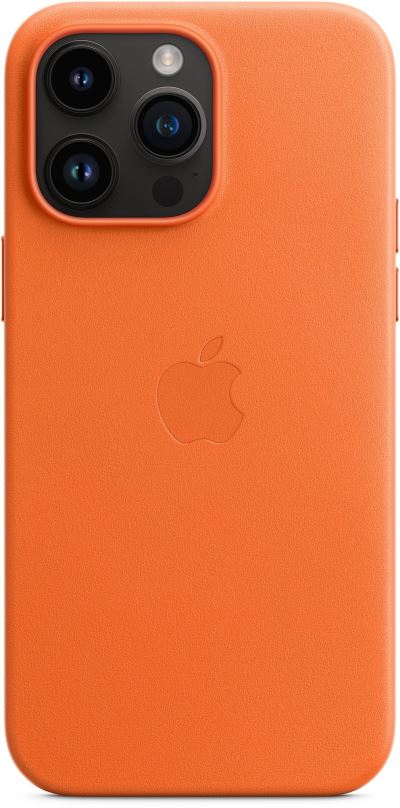 Kryt na mobil Apple iPhone 14 Pro Max  Kožený kryt s MagSafe oranžový