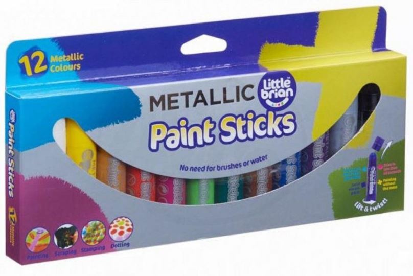 Popisovač LITTLE BRIAN PAINT STICKS metalické barvy, 12-pack