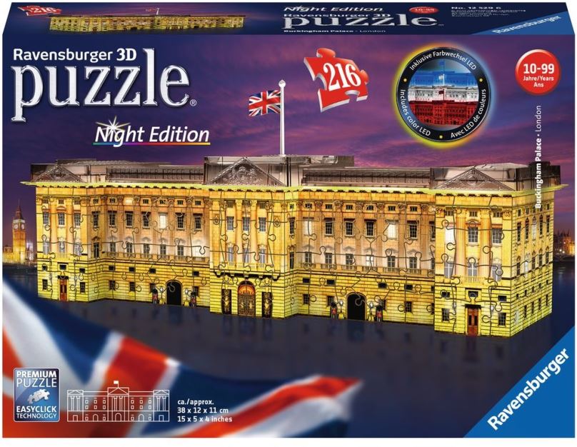 Puzzle Ravensburger 125296 Buckinghamský palác (Noční edice)