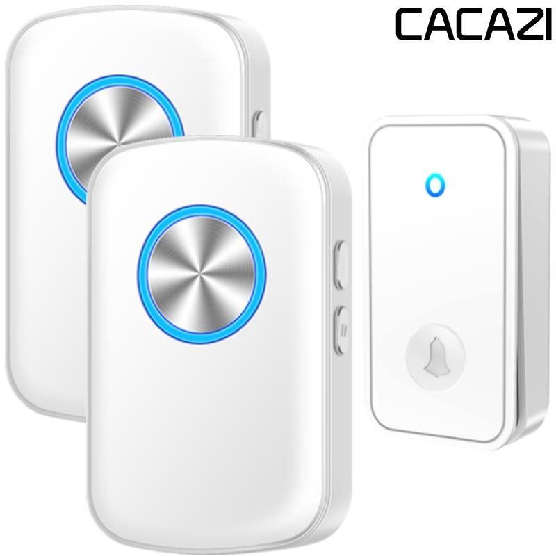 Zvonek CACAZI FA28 Bezdrátový bezbateriový zvonek – 2x přijímač + 1x tlačítko - bílý