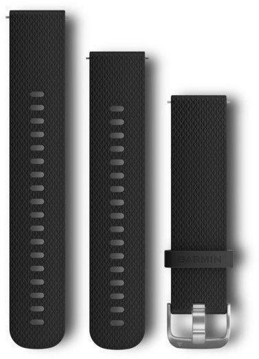 Řemínek Garmin Quick Release 20 silikonový černý (stříbrná přezka)