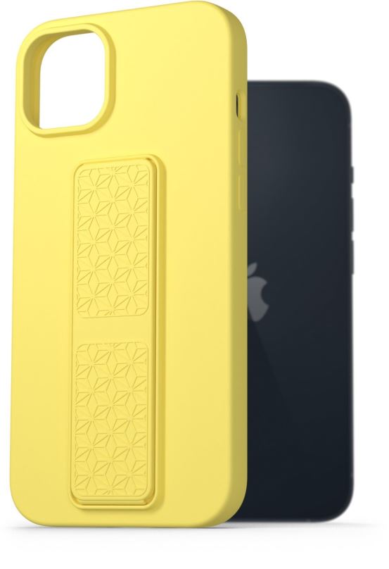 Kryt na mobil AlzaGuard Liquid Silicone Case with Stand pro iPhone 14 Plus žluté