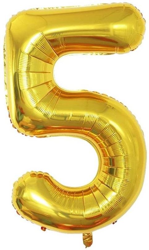 Balonky Atomia fóliový balón narozeninové číslo 5, zlatý 46 cm