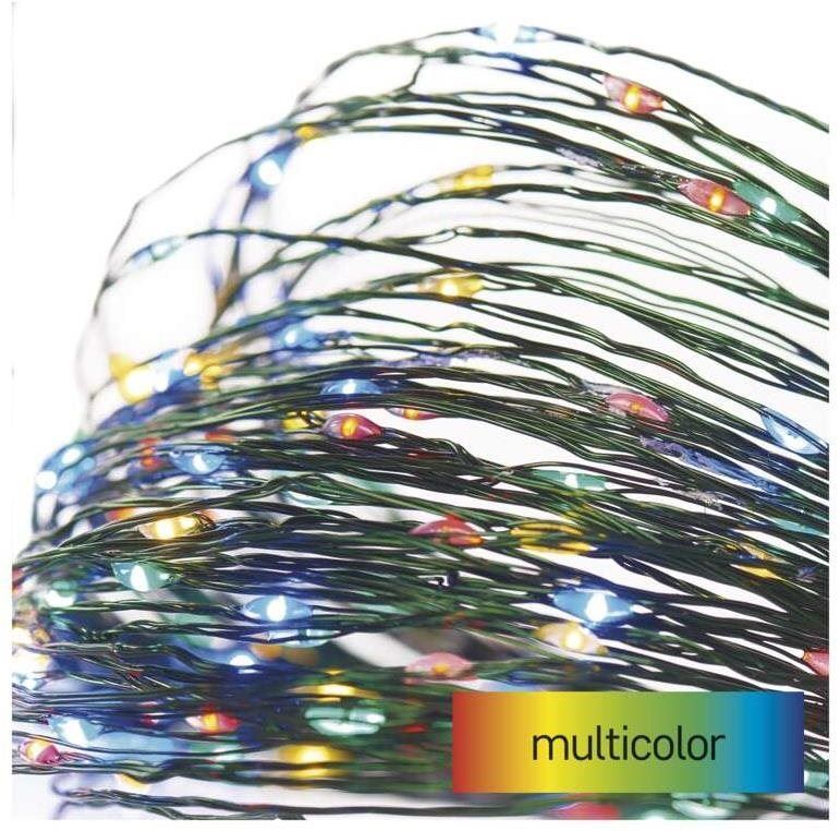 Světelný řetěz EMOS LED vánoční nano řetěz zelený, 7,5 m, venkovní i vnitřní, multicolor, časovač