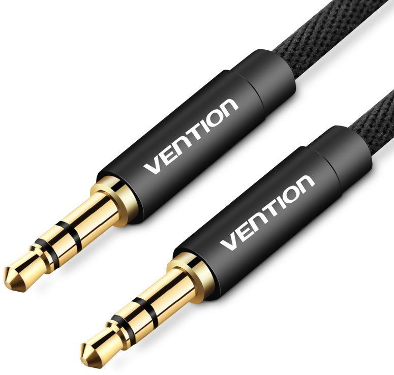 Audio kabel Vention Fabric Braided 3.5mm Jack Male to Male Audio Cable 2m Black Metal Type