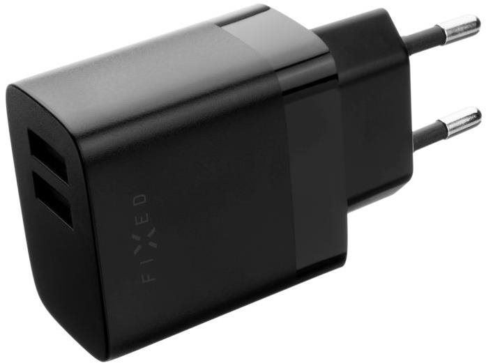 Nabíječka do sítě FIXED Smart Rapid Charge s 2xUSB výstupem a USB/micro USB kabelem 1m 17W černá