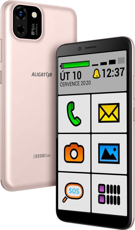 Mobilní telefon Aligator S5550 SENIOR růžovo-zlatá