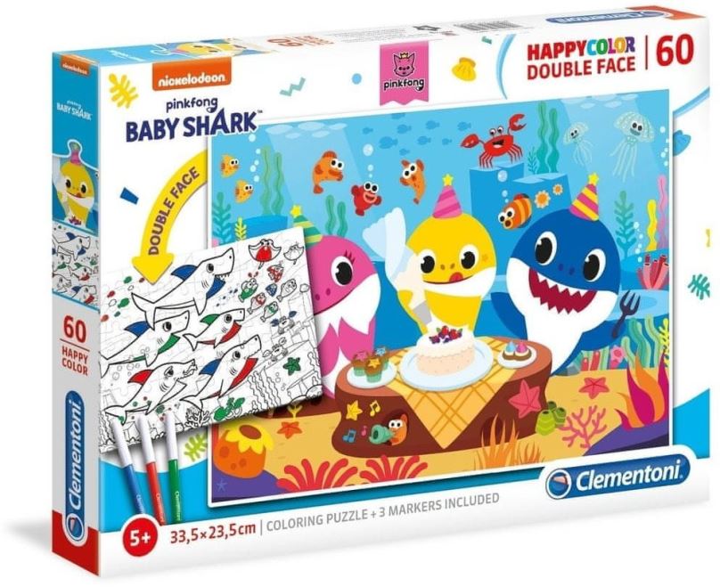 Puzzle Clementoni Oboustranné puzzle Baby Shark: Oslava 60 dílků