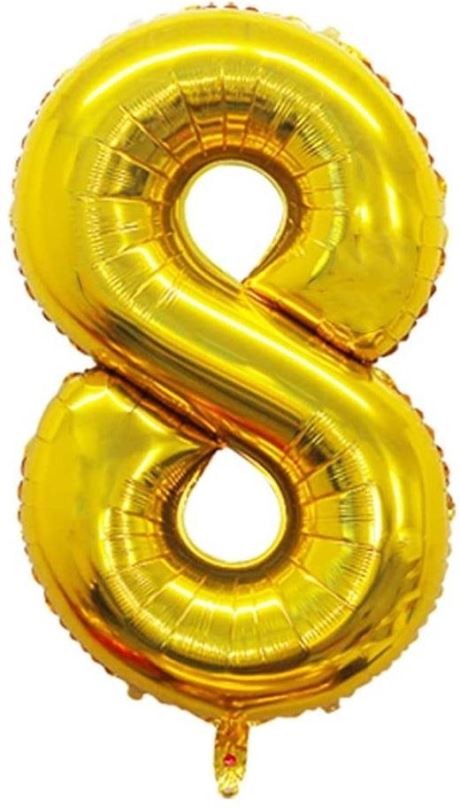 Balonky Atomia fóliový balón narozeninové číslo 8, zlatý 46 cm