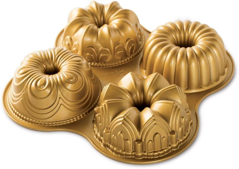 Pečicí forma NW Mini bábovky Premium gold plát se 4 formičkami 9 cup zlatá
