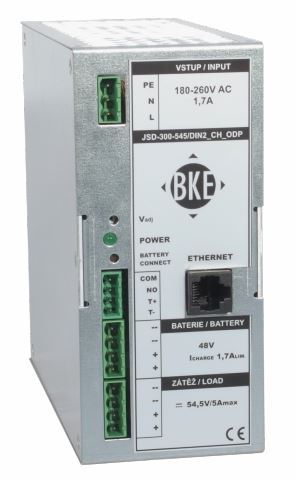 Napájecí zdroj/nabíječ na DIN lištu BKE JSD-300-275/DIN2_CH_ODP na DIN lištu s dohledem 27,5 V, 300 W, 10 A, LAN port