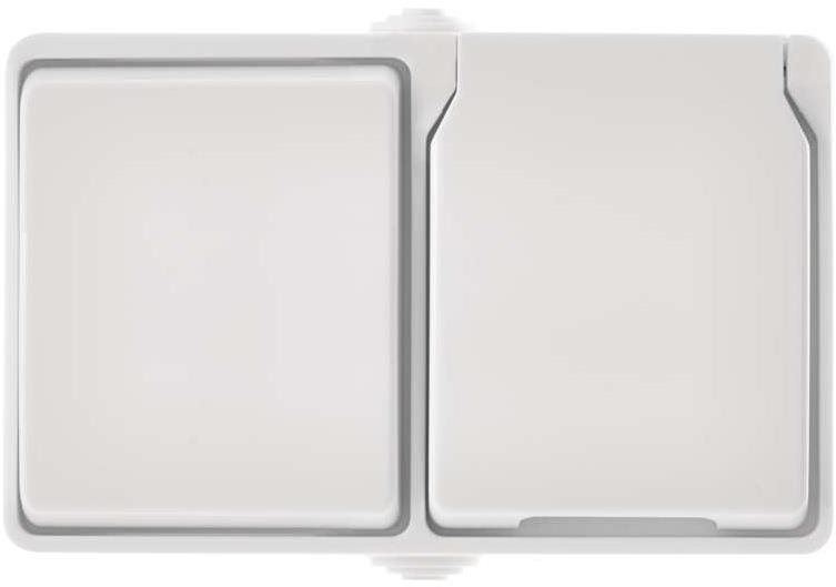 Zásuvka EMOS Kombinace zásuvky + přepínače č.6, nástěnný, IP44, bílá