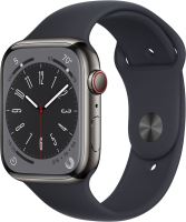 Chytré hodinky Apple Watch Series 8 45mm Cellular Grafitový nerez s temně inkoustovým sportovním řemínkem