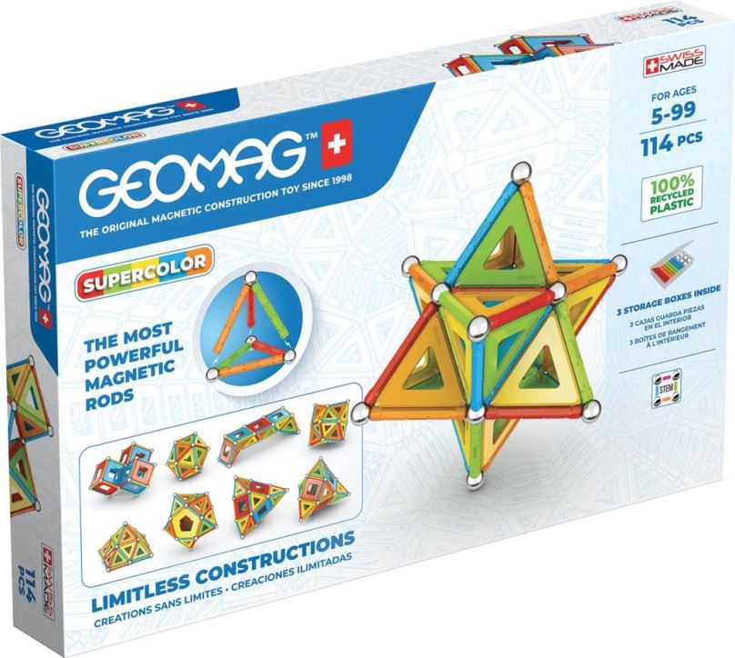 Stavebnice Geomag Supercolor recycled 114 ks