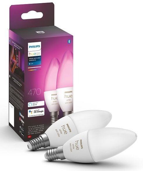 LED žárovka Philips Hue White and Color Ambiance 6W E14 set 2ks