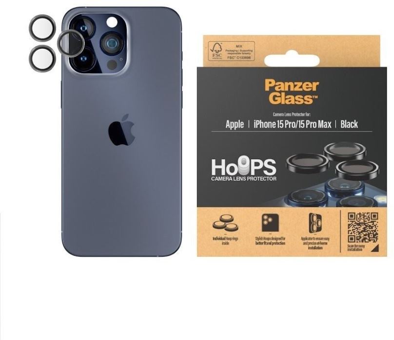 Ochranné sklo na objektiv PanzerGlass Camera Protection Rings Apple iPhone 15 Pro / Pro Max- Hoops Rings