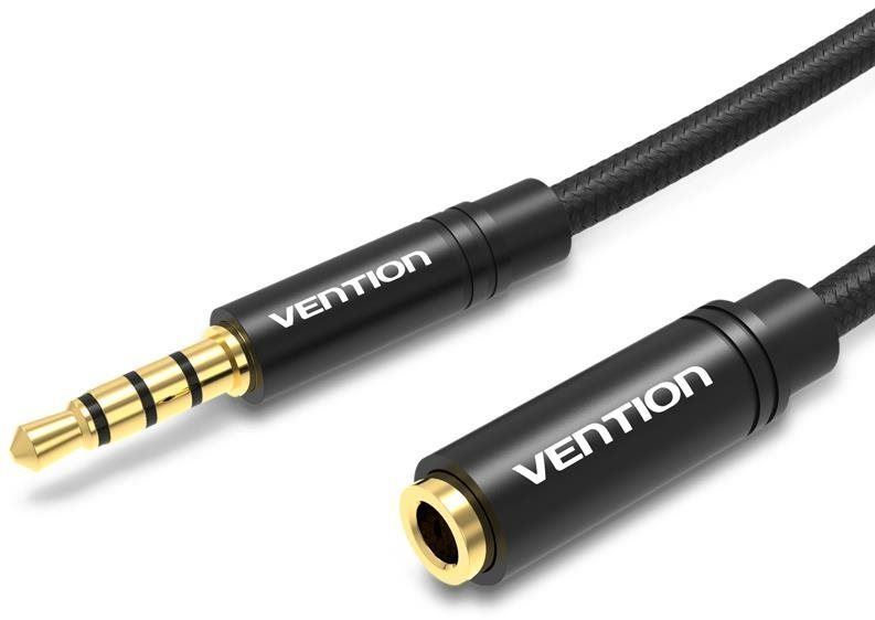 Audio kabel Vention Cotton Braided 3.5mm Audio Extension Cable 3m Black Metal Type