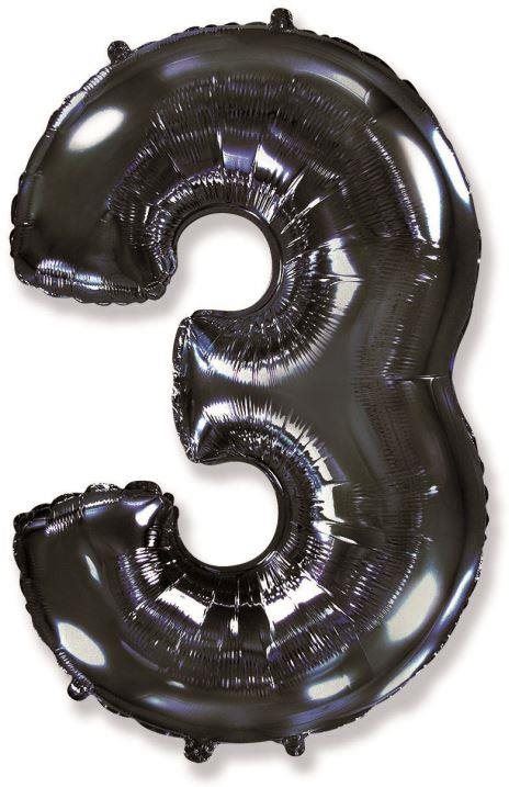 Nafukovací balonek Balón foliový číslice černá - black 102 cm - 3