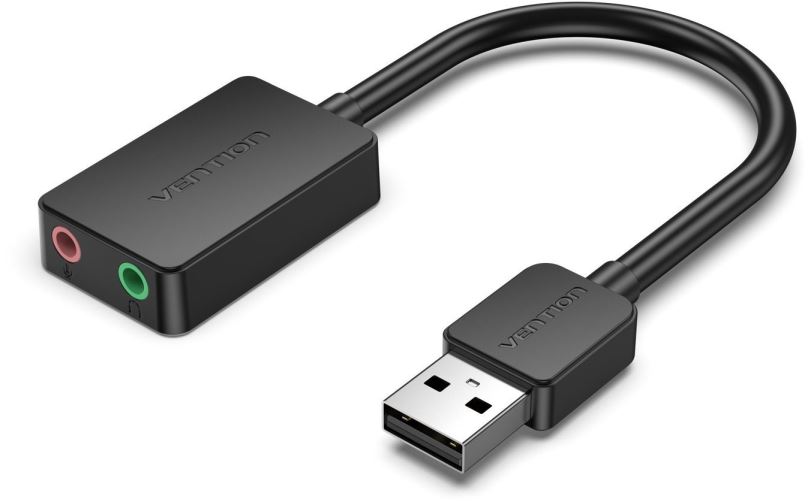 Externí zvuková karta Vention 2-port USB External Sound Card 0.15M Black