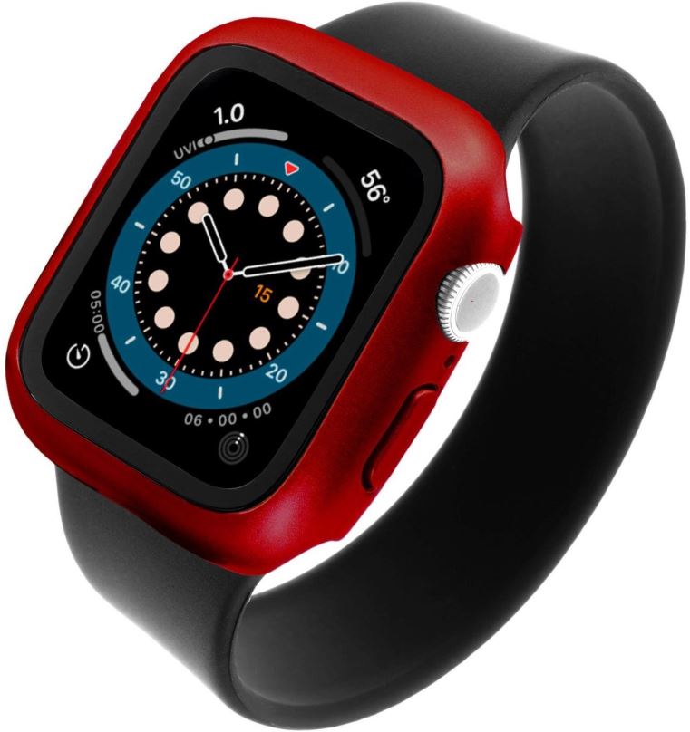 Ochranný kryt na hodinky FIXED Pure+ s temperovaným sklem pro Apple Watch 44mm červené