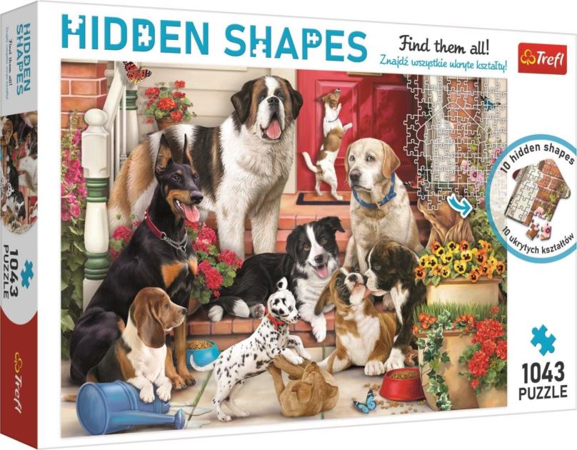 Puzzle Trefl Puzzle Hidden Shapes: Psí zábava 1043 dílků