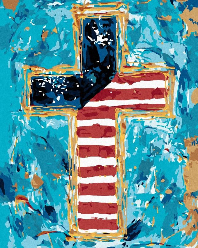 Malování podle čísel Barevný kříž (Haley Bush), 80x100 cm, bez rámu a bez vypnutí plátna
