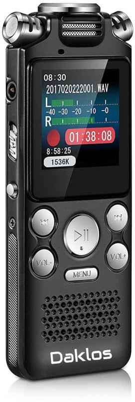 Diktafon DAKLOS Profesionální diktafon Totem 16 GB, hlasový záznamník, nahrávání hlasu