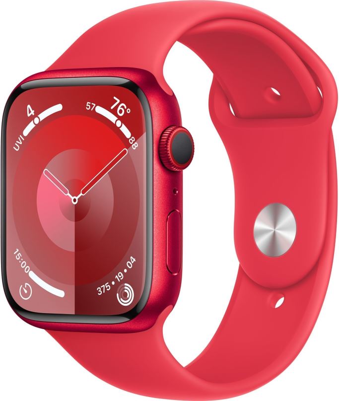 Chytré hodinky Apple Watch Series 9 45mm Cellular PRODUCT(RED) Červený hliník s červeným sportovním řemínkem - M/L