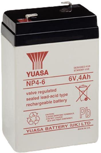 Baterie pro záložní zdroje YUASA 6V 4Ah bezúdržbová olověná baterie NP4-6