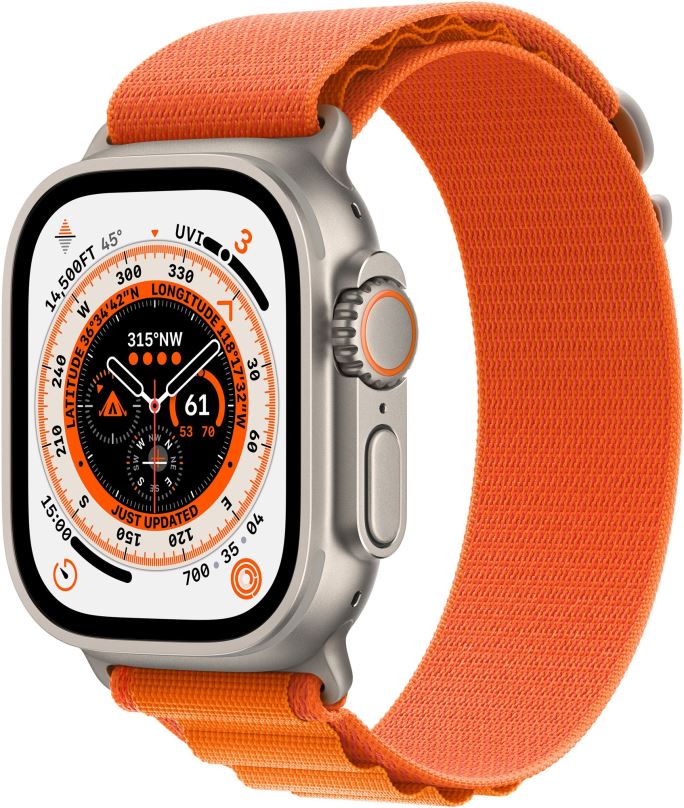 Chytré hodinky Apple Watch Ultra 49mm titanové pouzdro s oranžovým alpským tahem - Small