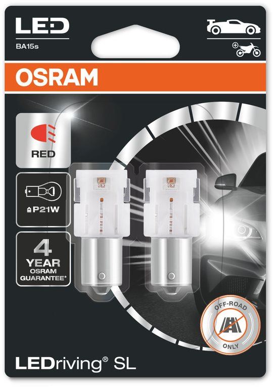 LED autožárovka OSRAM LEDriving SL P21W Červená 12V dva kusy v balení