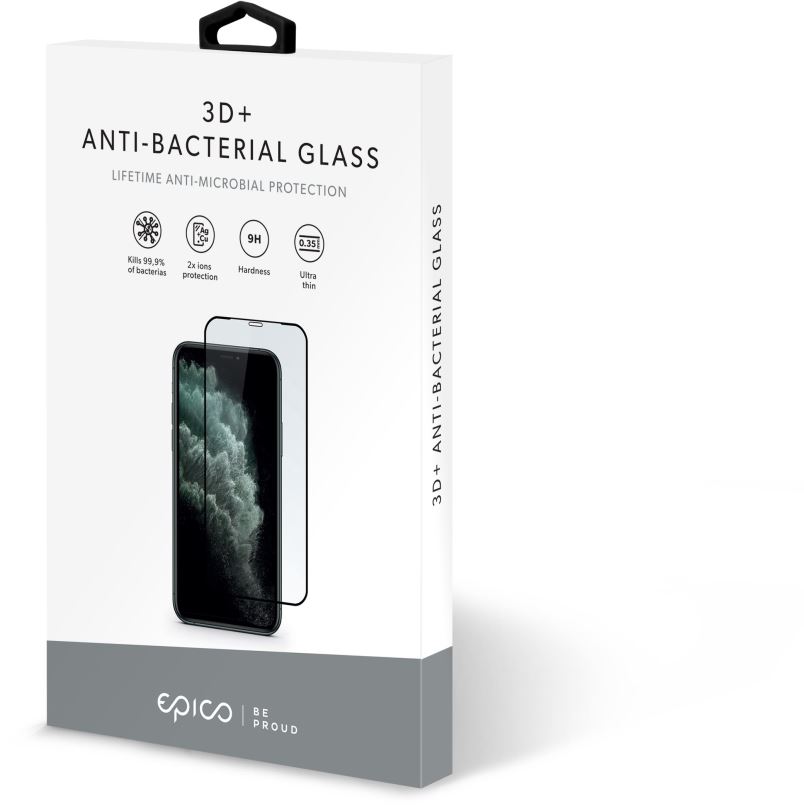 Ochranné sklo Epico Anti-Bacterial 3D+ Glass iPhone X/XS/ 11 Pro - černé