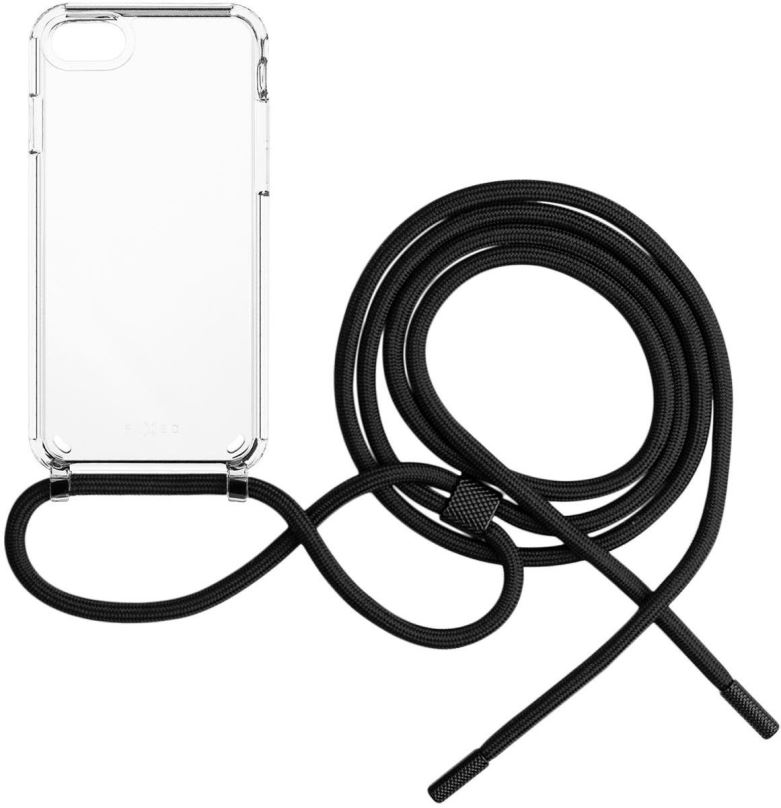 Kryt na mobil FIXED Pure Neck s černou šňůrkou na krk pro Apple iPhone 7/8/SE (2020/2022)