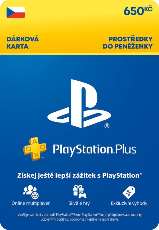 Dobíjecí karta PlayStation Plus Essential - Kredit 650 Kč (3M členství) - CZ