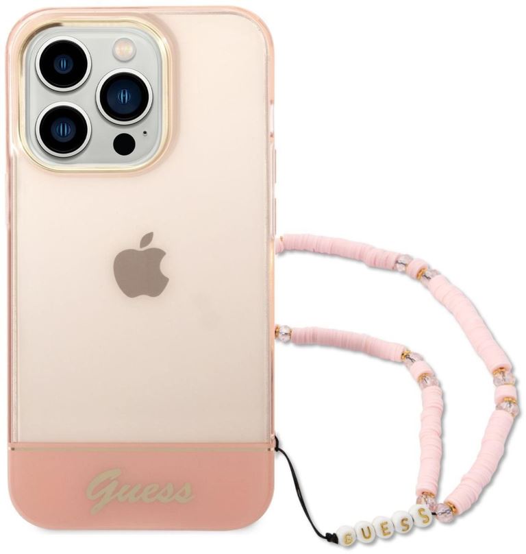 Kryt na mobil Guess PC/TPU Camera Outline Translucent Zadní Kryt s Poutkem pro iPhone 14 Pro Max Pink