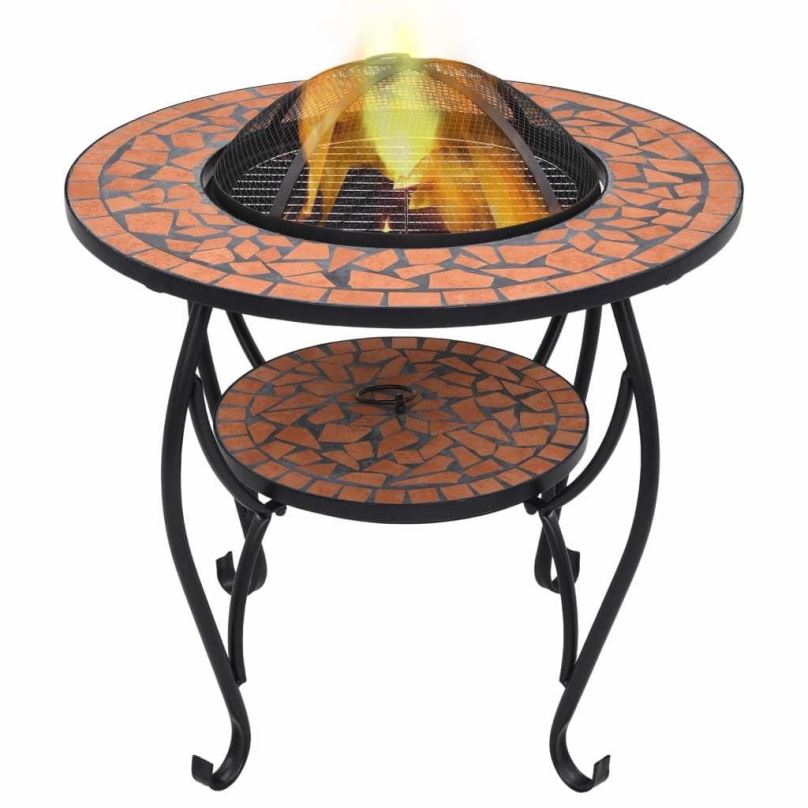 Ohniště Mozaikový stolek s ohništěm terakotový 68 cm keramika