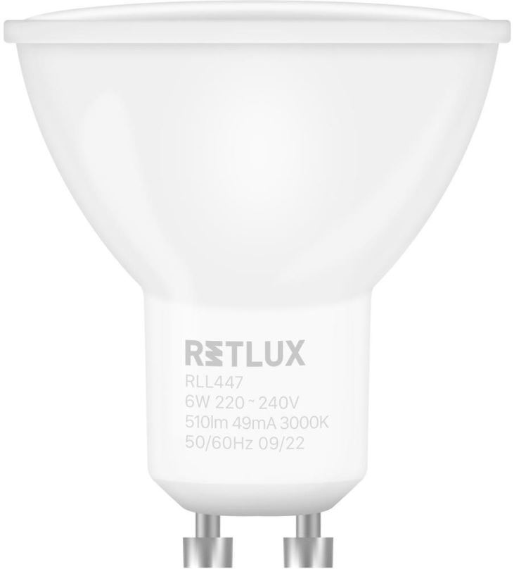 LED žárovka RETLUX RLL 447 GU10 zar.3step DIMM 6W WW