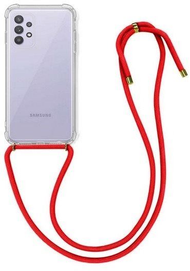 Kryt na mobil Forcell TopQ Samsung A32 5G silikon s červenou šňůrkou průhledný 57946